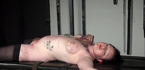  Punishment rack bondage of tattooed amateur slavegirl in hardcore bdsm and extre